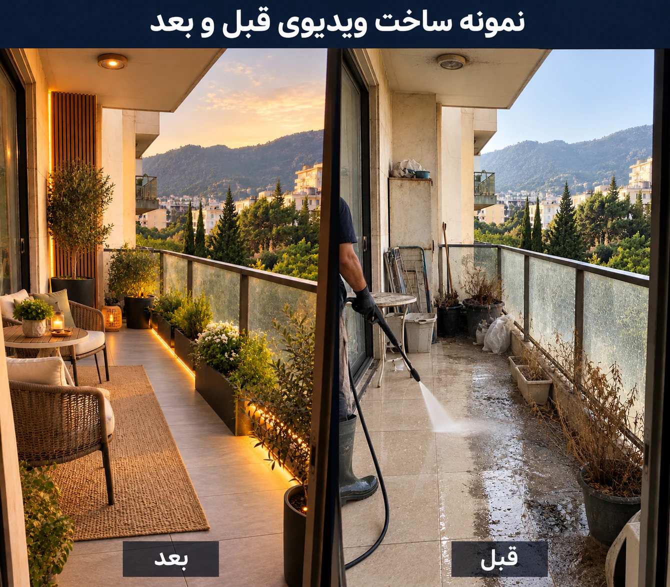 نمونهٔ ساخت ویدیوی قبلوبعد با هوش مصنوعی
